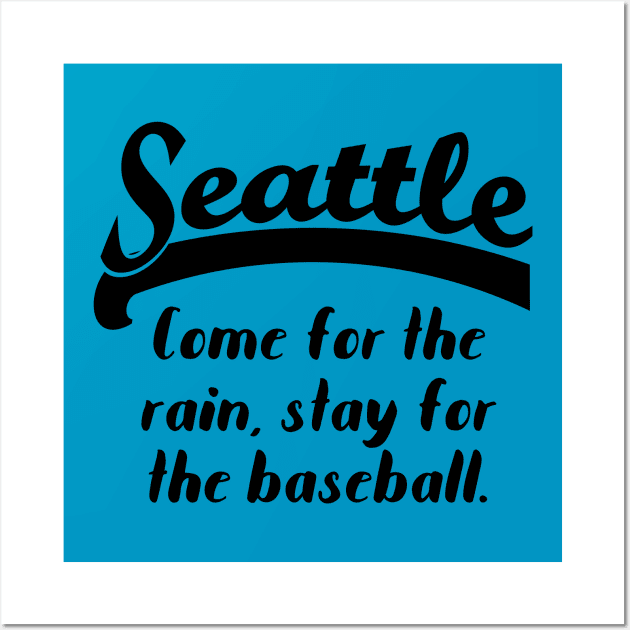 Funny Seattle Rain and Baseball Wall Art by Scarebaby